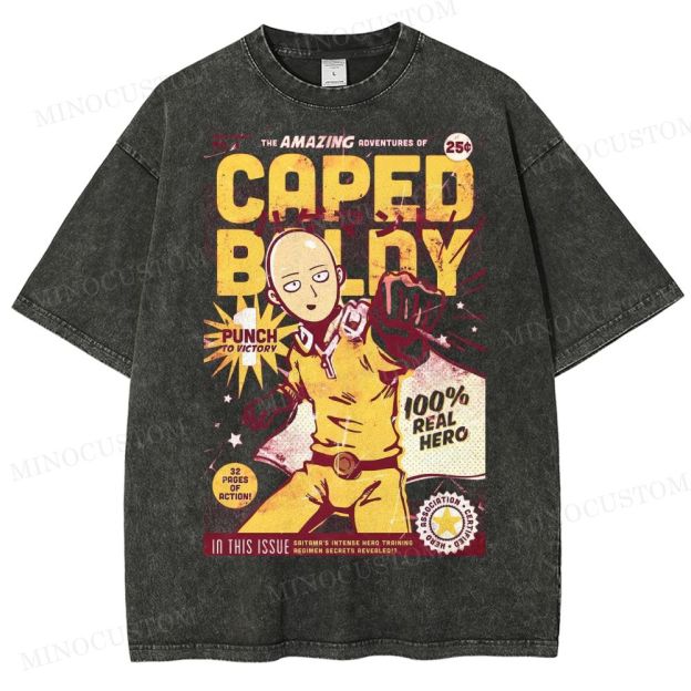 Caped Baldy Comic Washed T-Shirt 