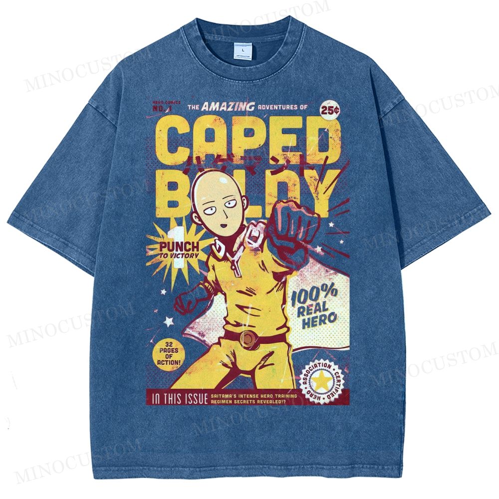 Caped Baldy Comic Washed T-Shirt 