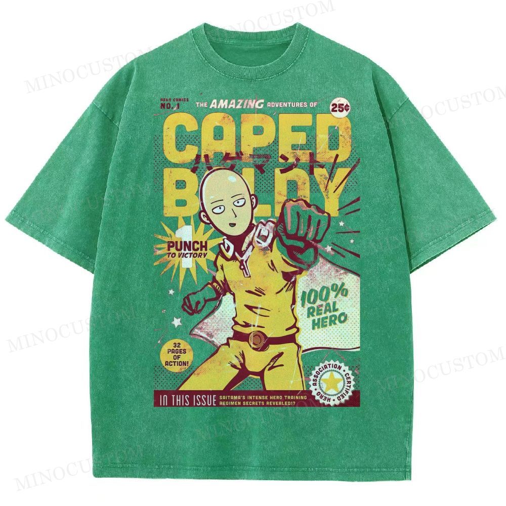 Caped Baldy Comic Washed T-Shirt 