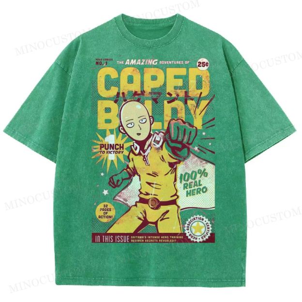 Caped Baldy Comic Washed T-Shirt 