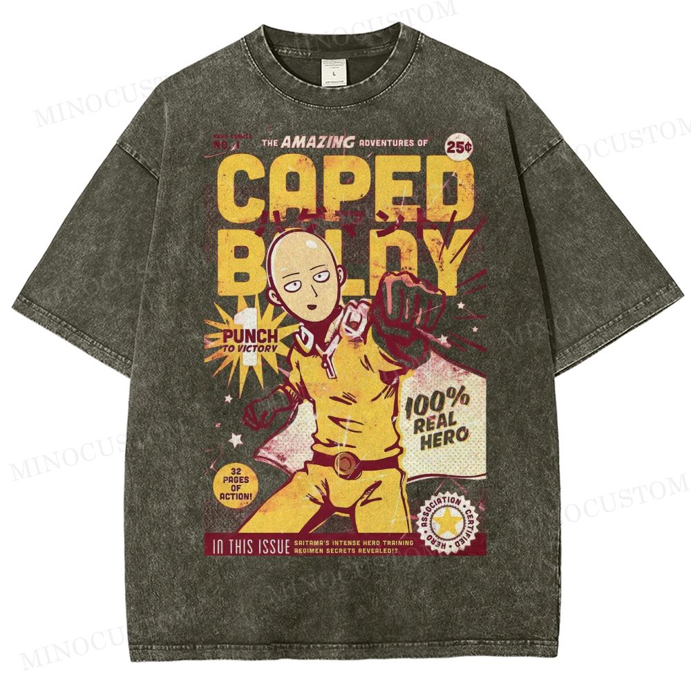 Caped Baldy Comic Washed T-Shirt 