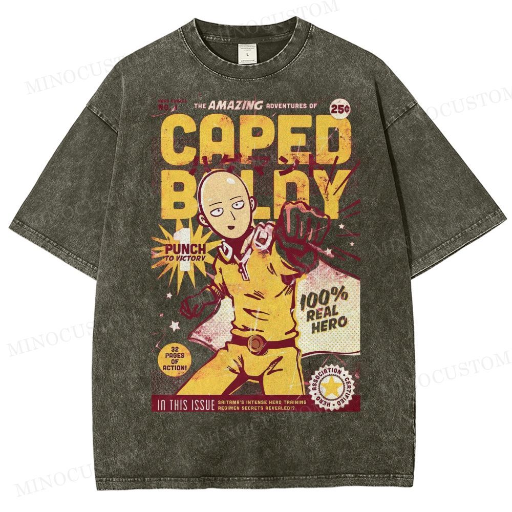 Caped Baldy Comic Washed T-Shirt 