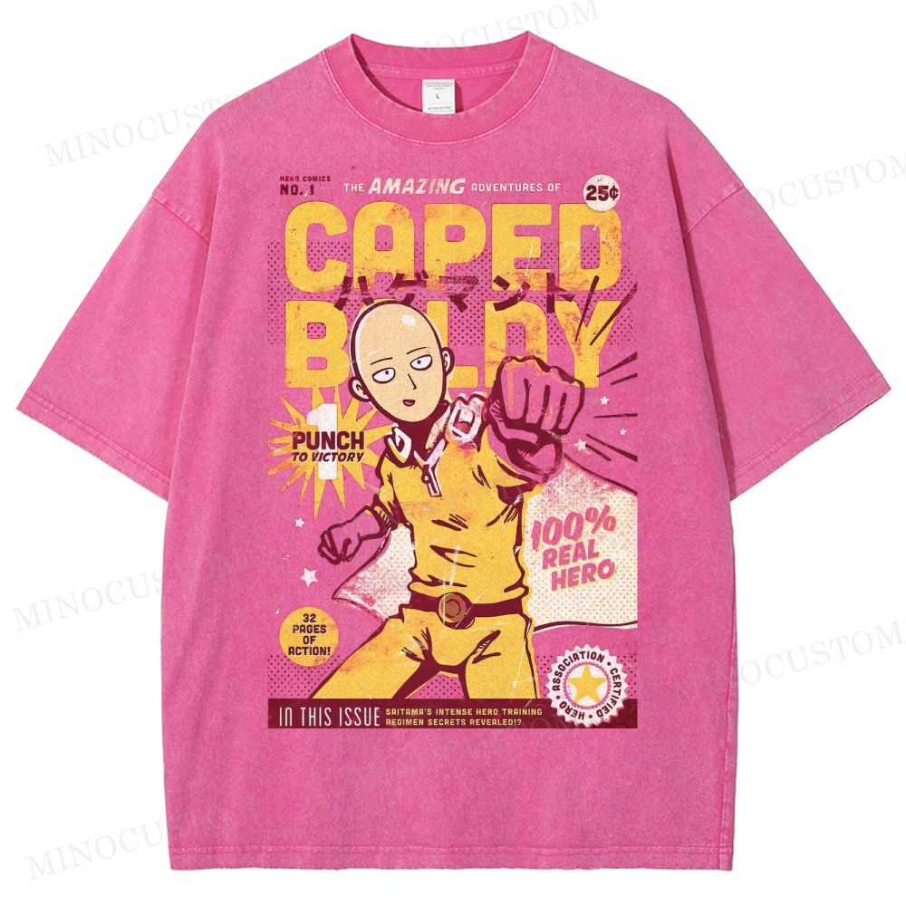 Caped Baldy Comic Washed T-Shirt 