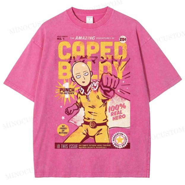 Caped Baldy Comic Washed T-Shirt 