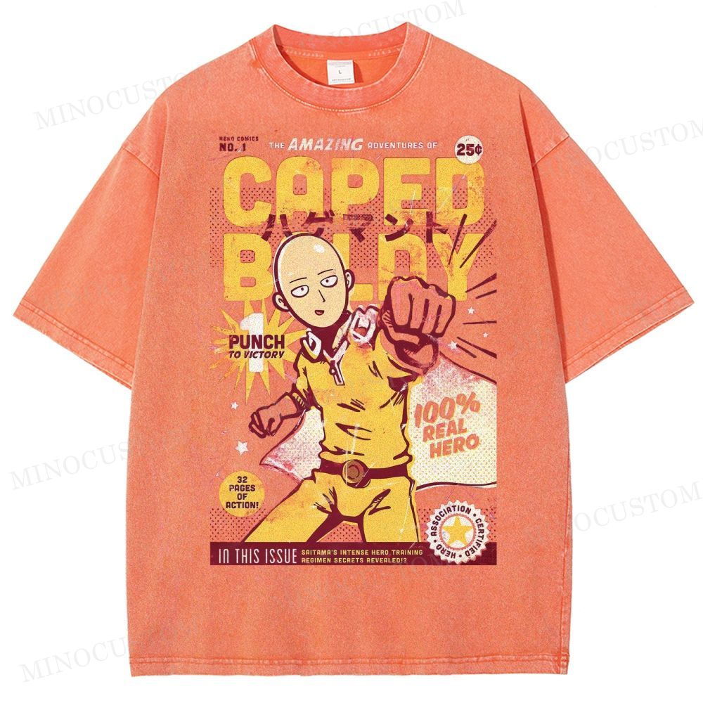 Caped Baldy Comic Washed T-Shirt 