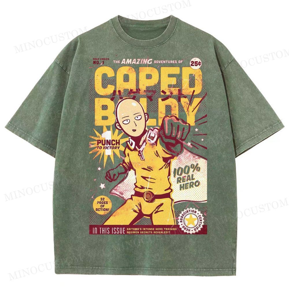 Caped Baldy Comic Washed T-Shirt 
