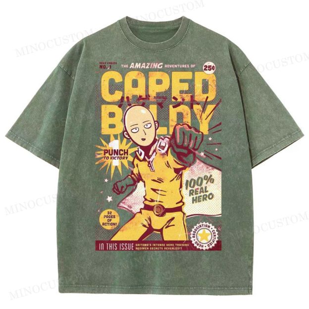 Caped Baldy Comic Washed T-Shirt 
