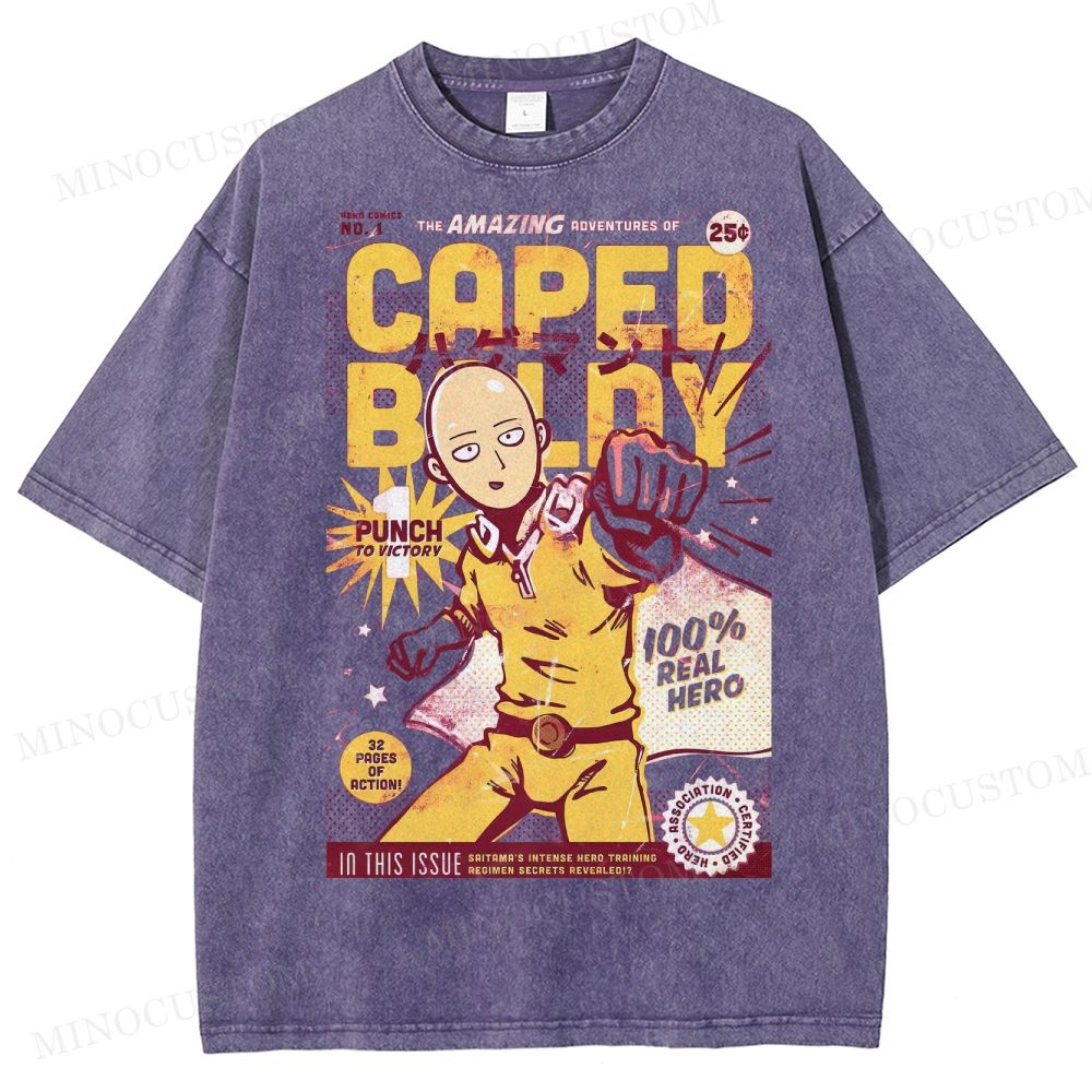 Caped Baldy Comic Washed T-Shirt 