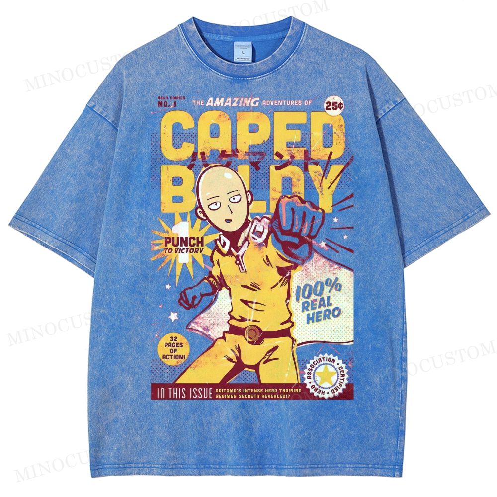 Caped Baldy Comic Washed T-Shirt 