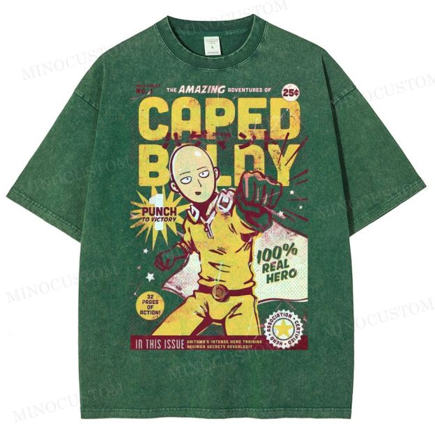 Caped Baldy Comic Washed T-Shirt 