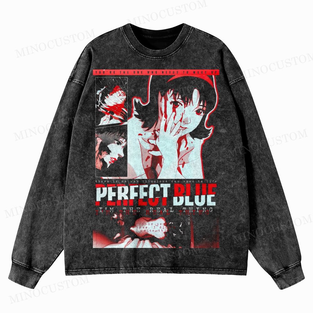 Perfect Blue Washed Long-Sleeved T-Shirt 