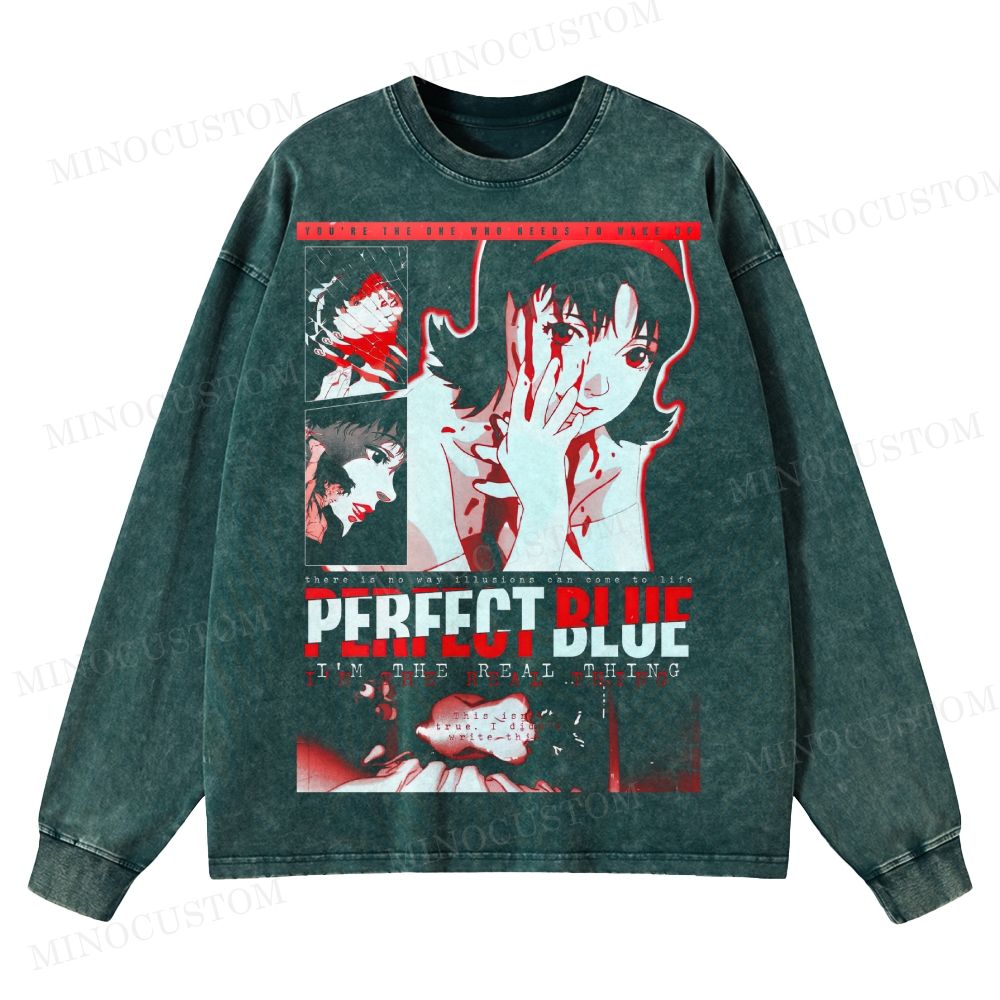Perfect Blue Washed Long-Sleeved T-Shirt 