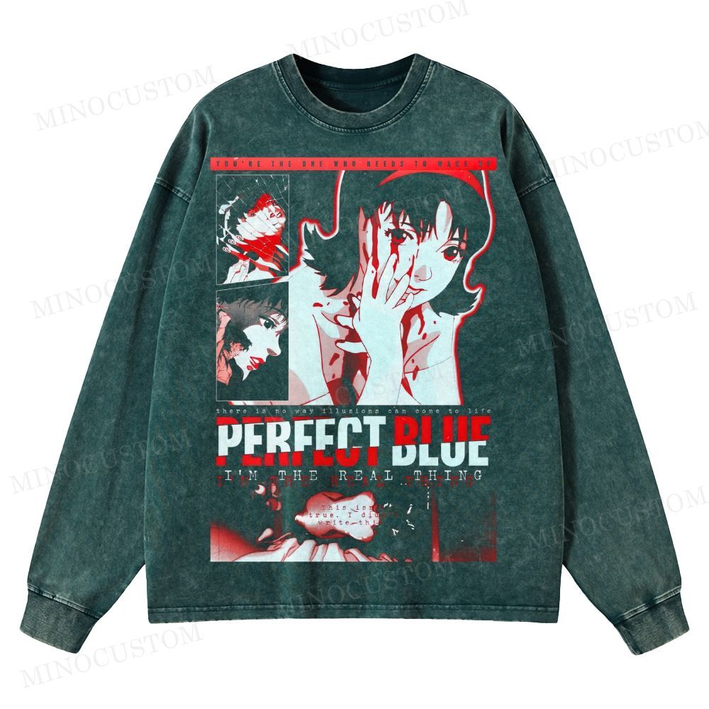 Perfect Blue Washed Long-Sleeved T-Shirt 