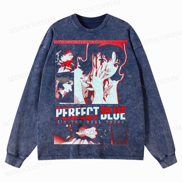 Perfect Blue Washed Long-Sleeved T-Shirt 
