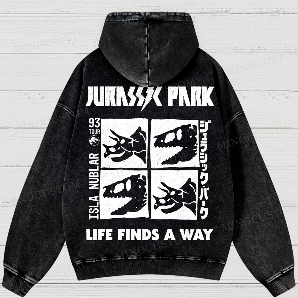 Dinosaur Skull Washed Hoodies 