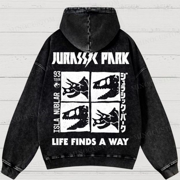 Dinosaur Skull Washed Hoodies 