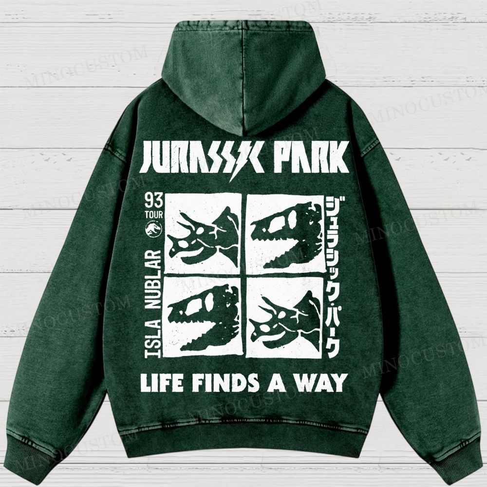 Dinosaur Skull Washed Hoodies 