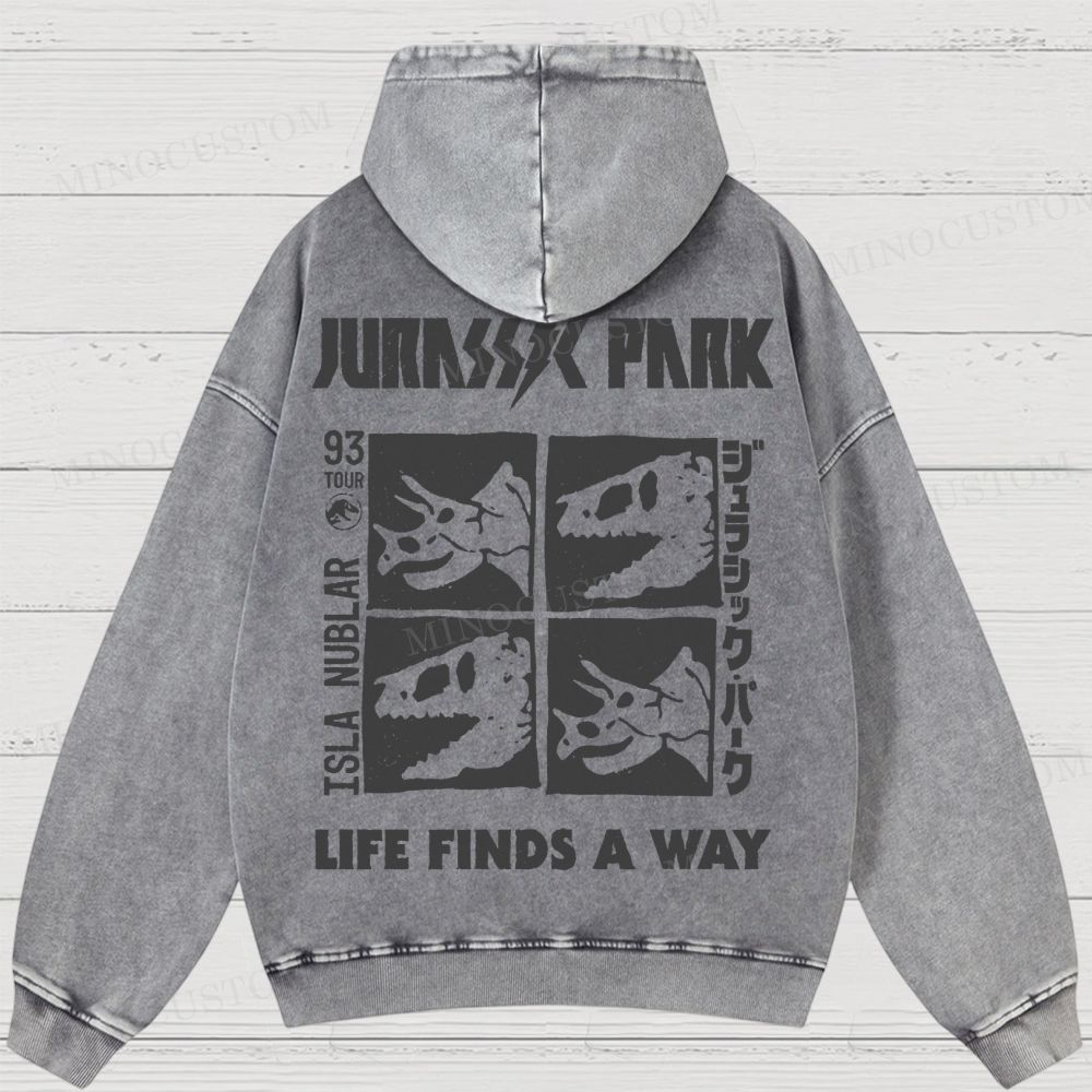 Dinosaur Skull Washed Hoodies 