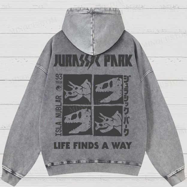 Dinosaur Skull Washed Hoodies 