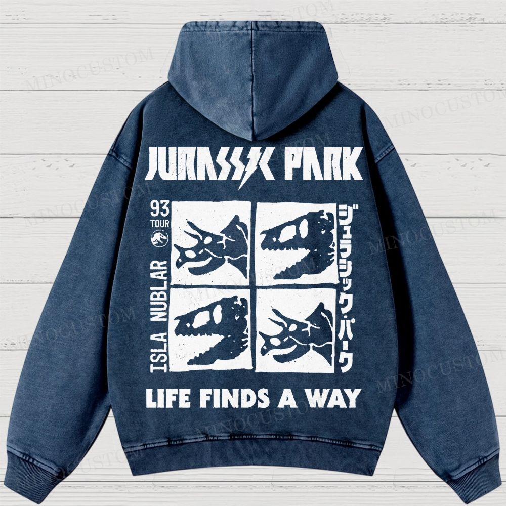 Dinosaur Skull Washed Hoodies 