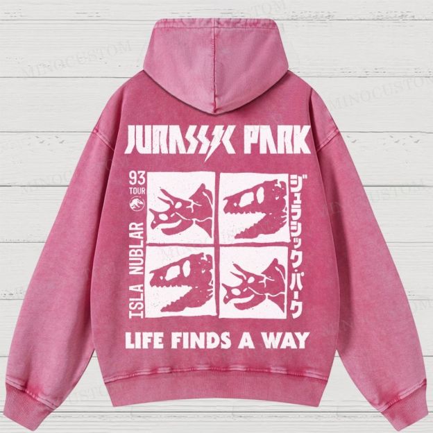 Dinosaur Skull Washed Hoodies 