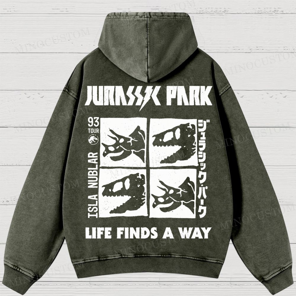 Dinosaur Skull Washed Hoodies 