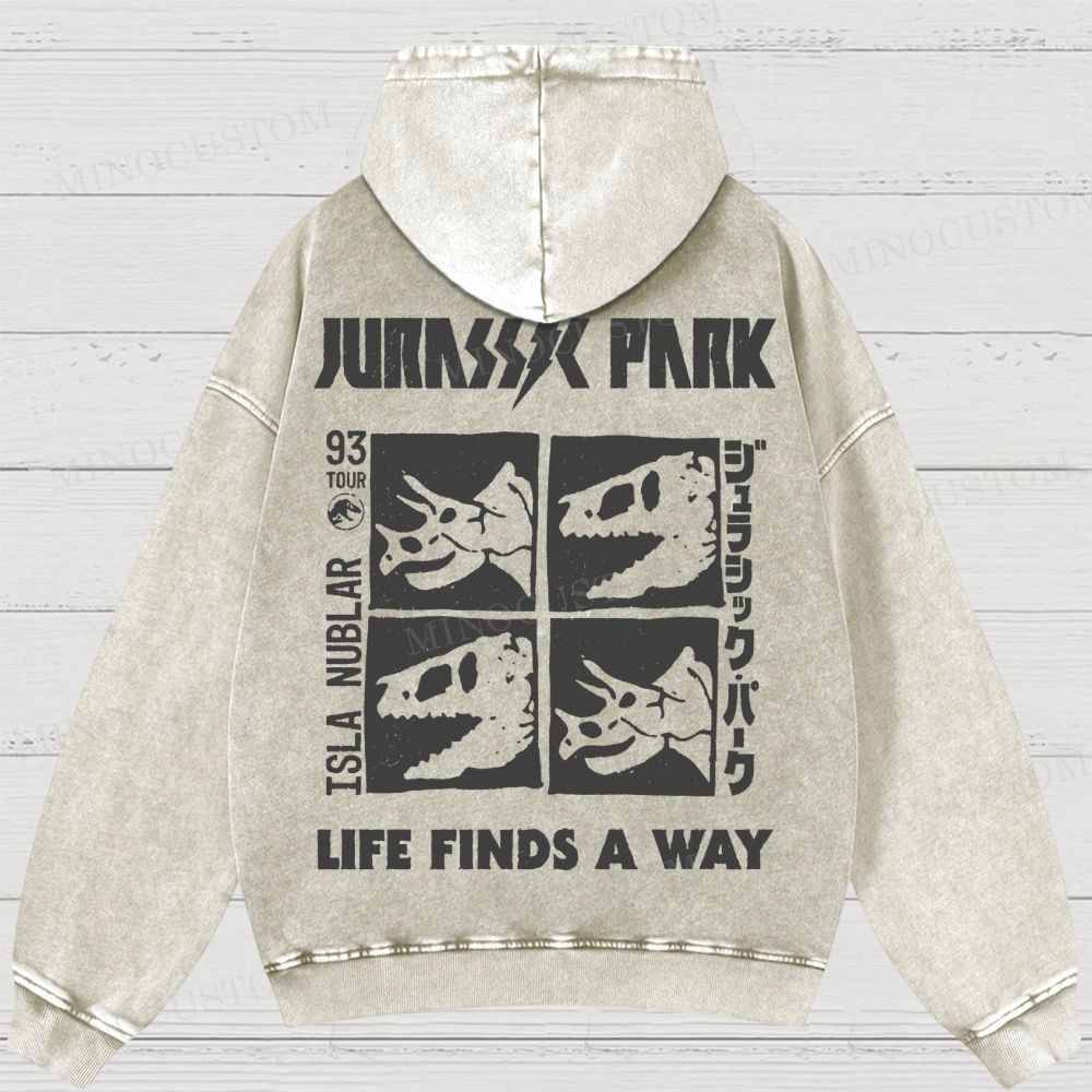 Dinosaur Skull Washed Hoodies 