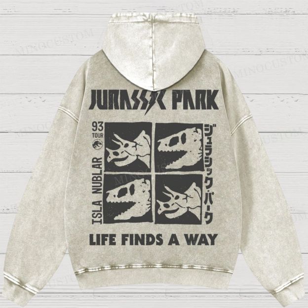 Dinosaur Skull Washed Hoodies 