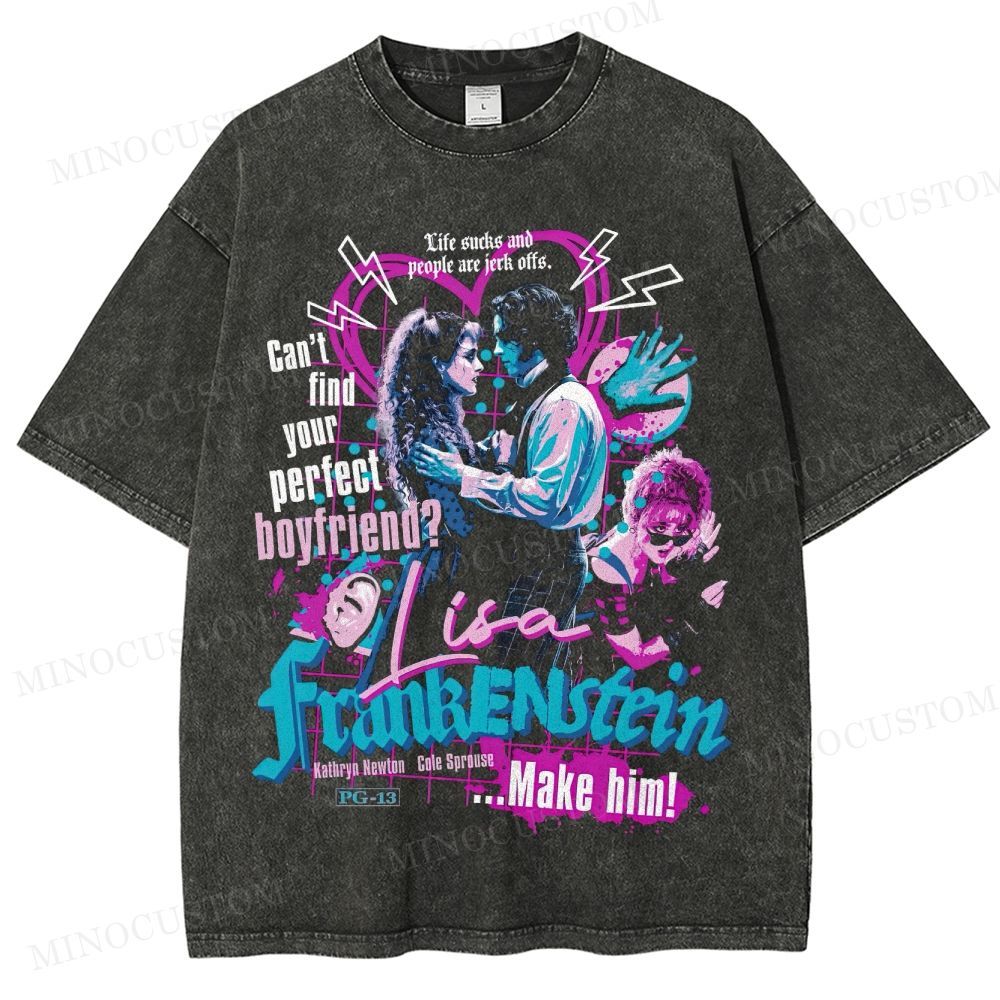 Lisa Frankenstein Dark Comedy Horror Graphic Washed T-Shirt