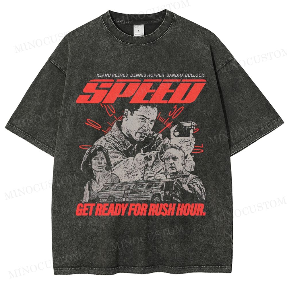 Speed Action Thriller Graphic Washed T-Shirt