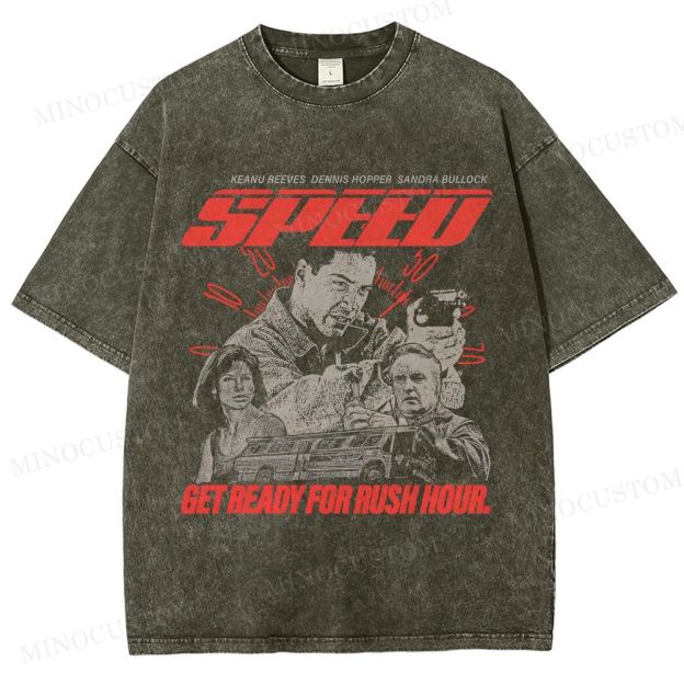 Speed Action Thriller Graphic Washed T-Shirt