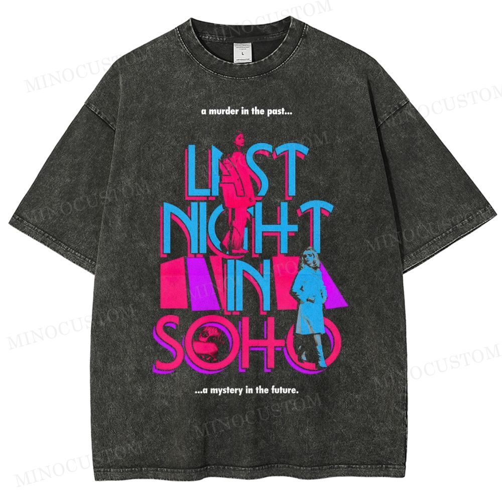Last Night in Soho Psychological Horror Thriller Graphic Washed T-Shirt