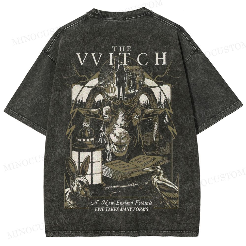 The Witch Folk Horror Graphic Washed T-Shirt