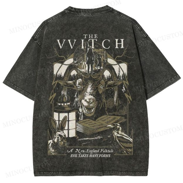 The Witch Folk Horror Graphic Washed T-Shirt