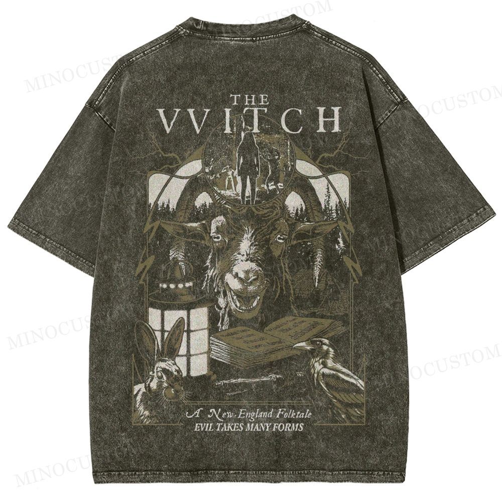 The Witch Folk Horror Graphic Washed T-Shirt