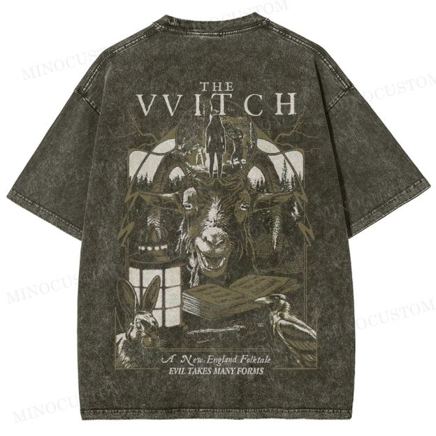 The Witch Folk Horror Graphic Washed T-Shirt