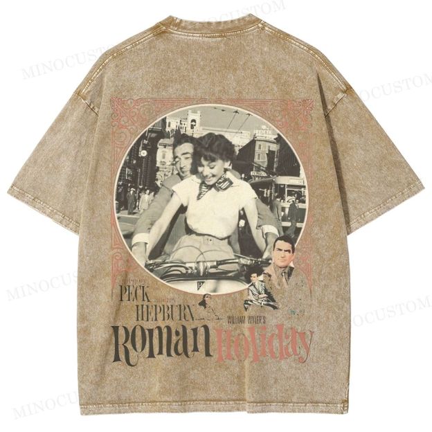 Roman Holiday Romantic Comedy Graphic  Washed T-Shirt