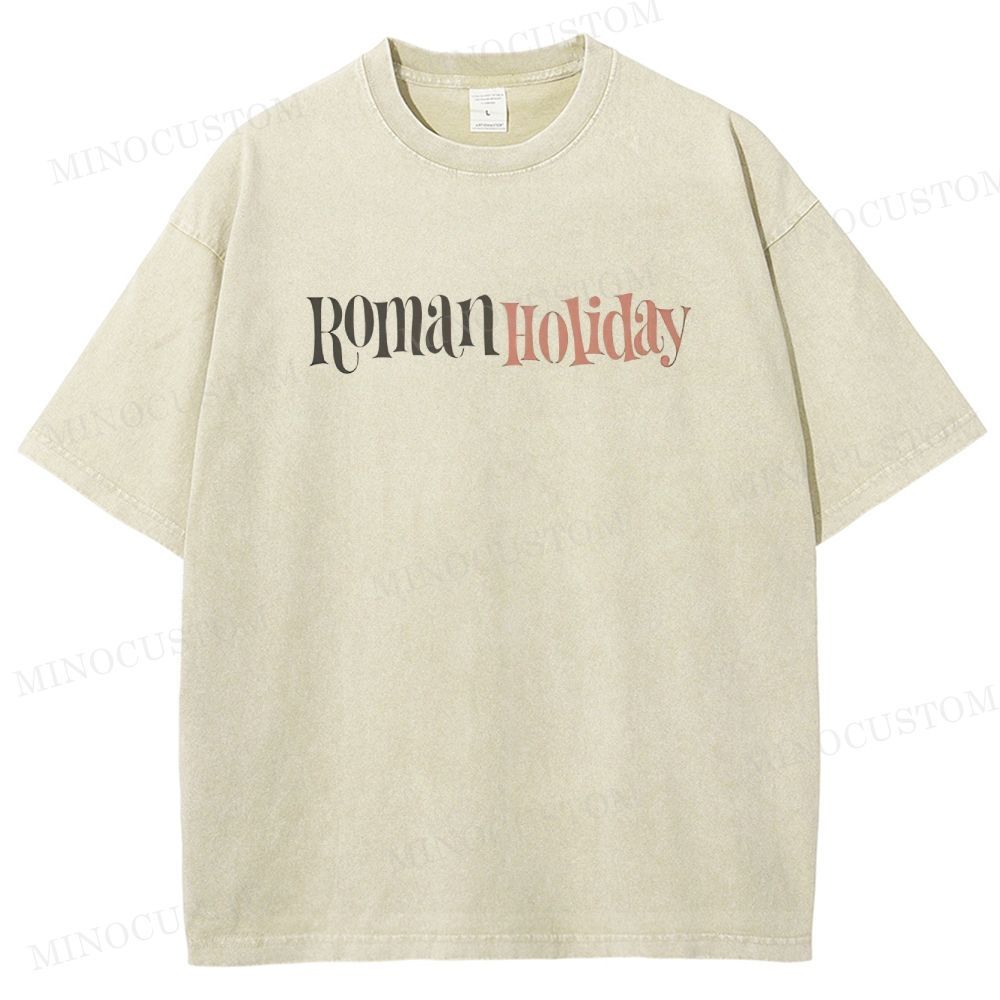 Roman Holiday Romantic Comedy Graphic  Washed T-Shirt