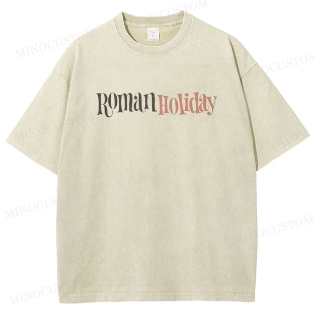 Roman Holiday Romantic Comedy Graphic  Washed T-Shirt