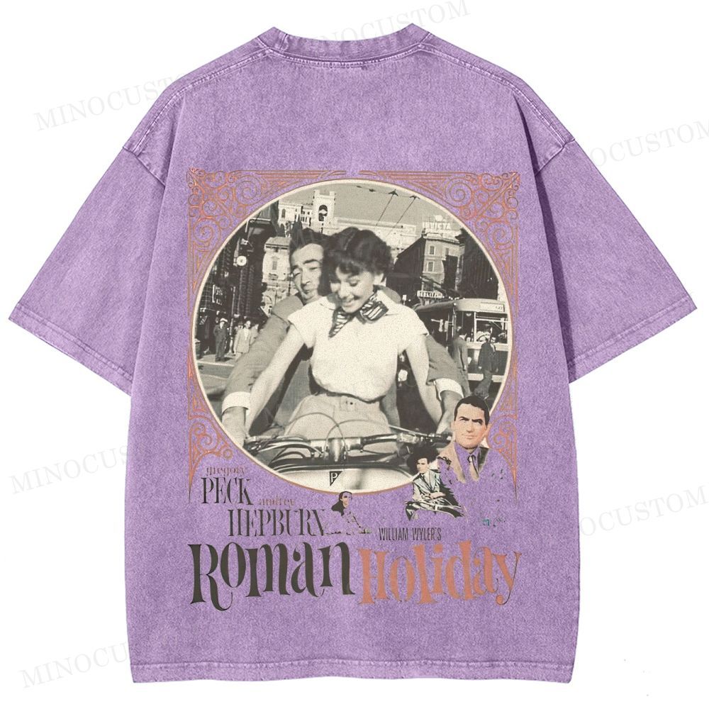 Roman Holiday Romantic Comedy Graphic  Washed T-Shirt