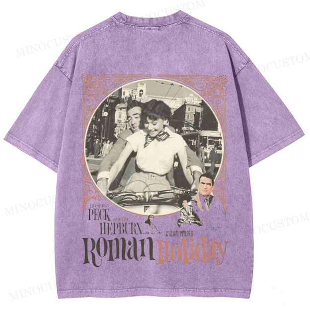 Roman Holiday Romantic Comedy Graphic  Washed T-Shirt