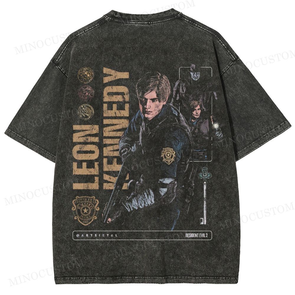 Resident Evil 2 Survival Horror Game Graphic Washed T-Shirt
