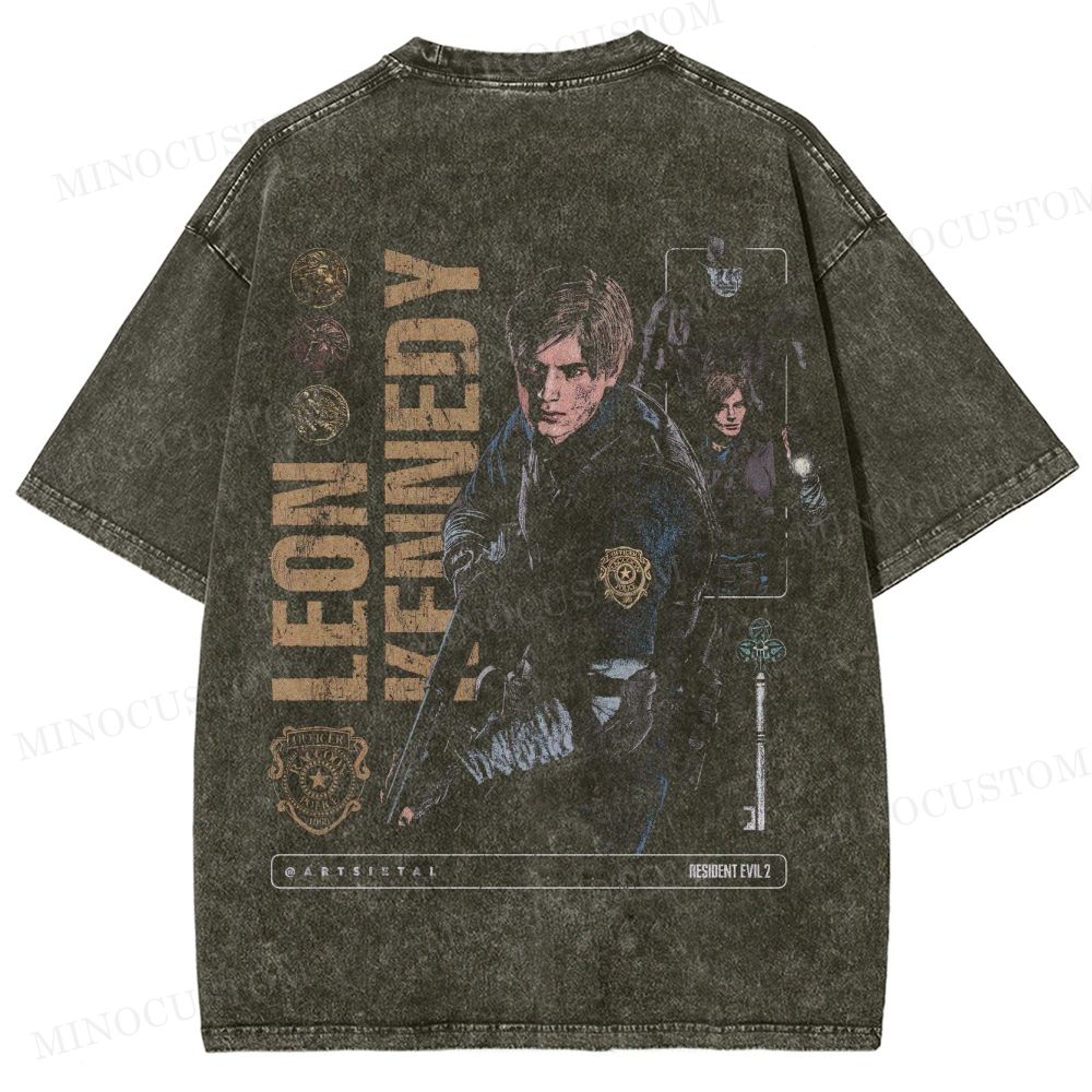 Resident Evil 2 Survival Horror Game Graphic Washed T-Shirt