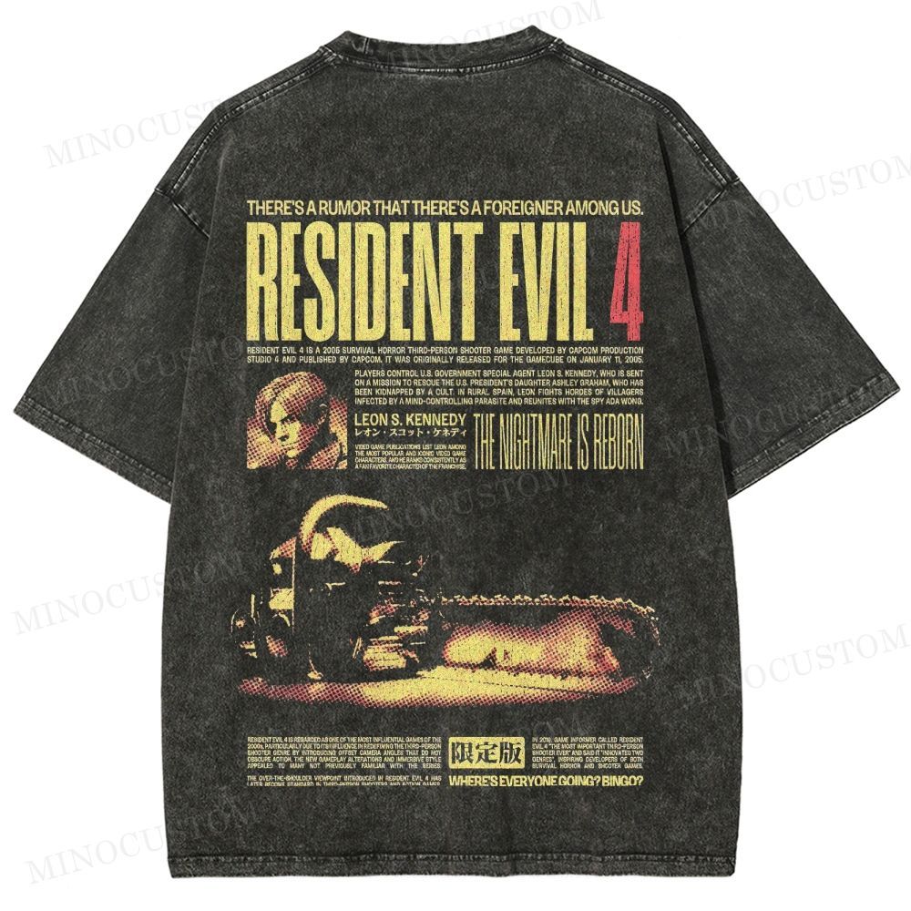 Resident Evil 4 Survival Horror Game Graphic Washed T-Shirt