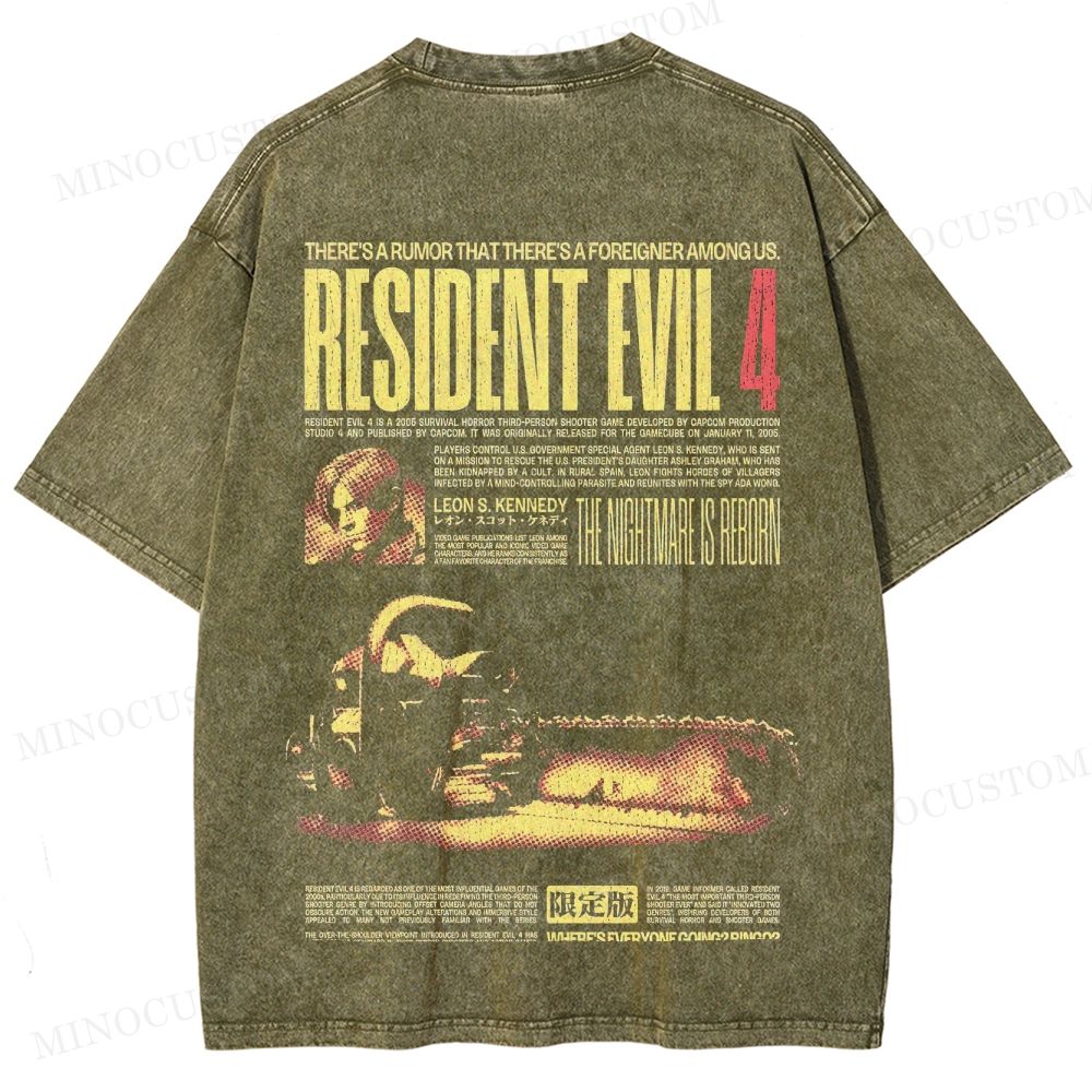 Resident Evil 4 Survival Horror Game Graphic Washed T-Shirt