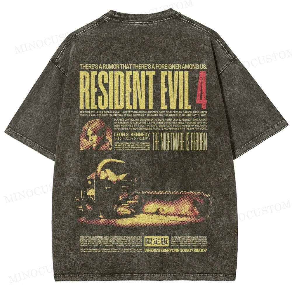 Resident Evil 4 Survival Horror Game Graphic Washed T-Shirt