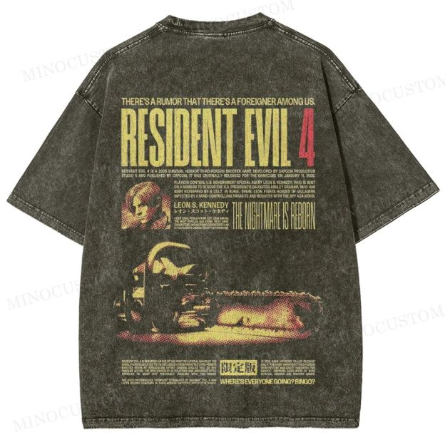 Resident Evil 4 Survival Horror Game Graphic Washed T-Shirt