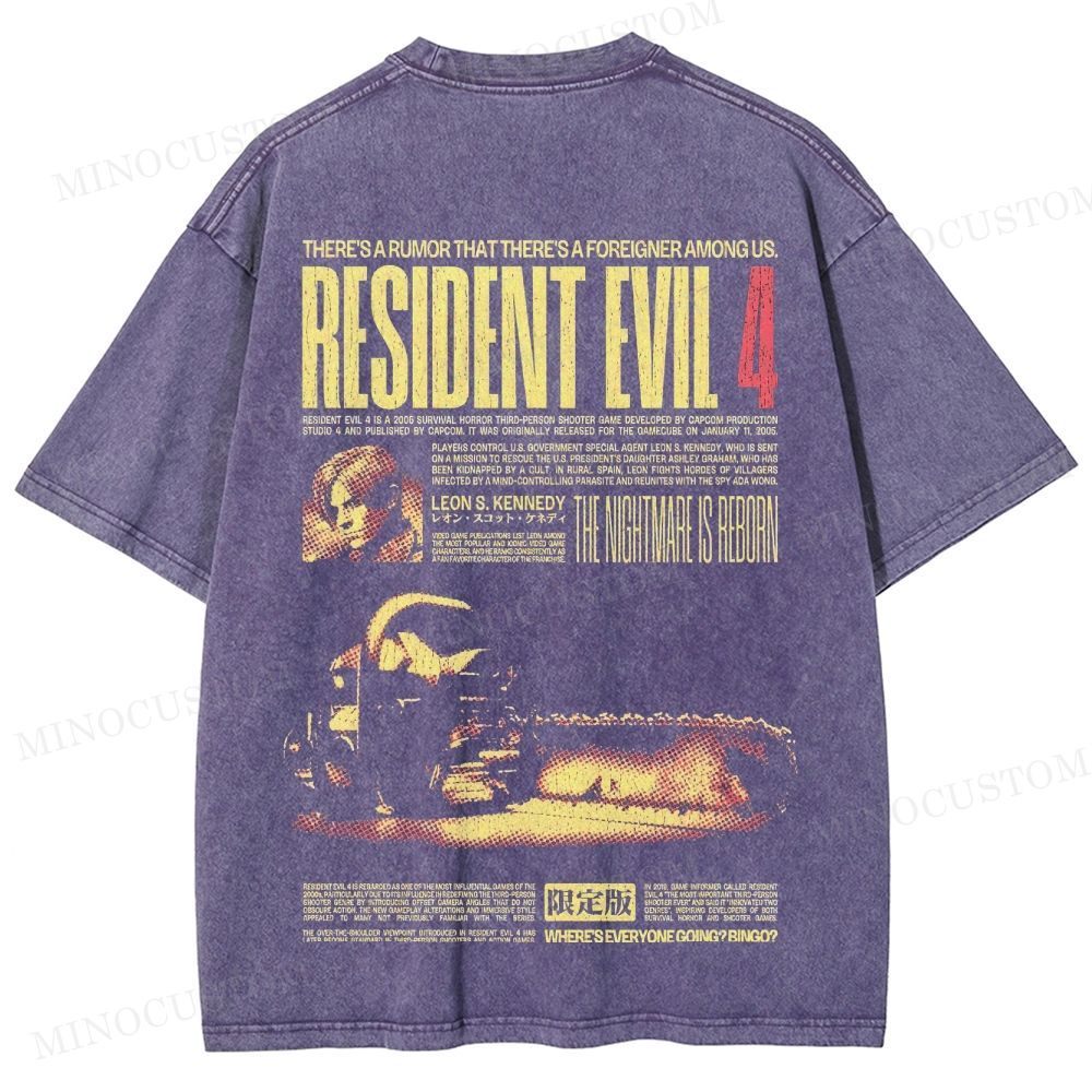 Resident Evil 4 Survival Horror Game Graphic Washed T-Shirt