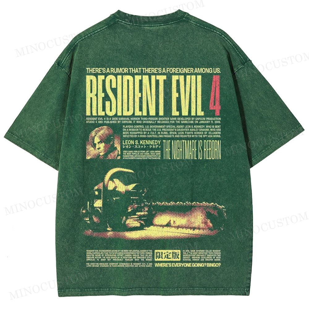 Resident Evil 4 Survival Horror Game Graphic Washed T-Shirt