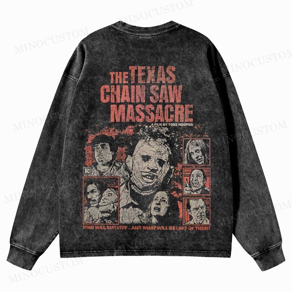 The Texas Chain Saw Massacre Slasher Horror Graphic Washed Long-Sleeved T-Shirt